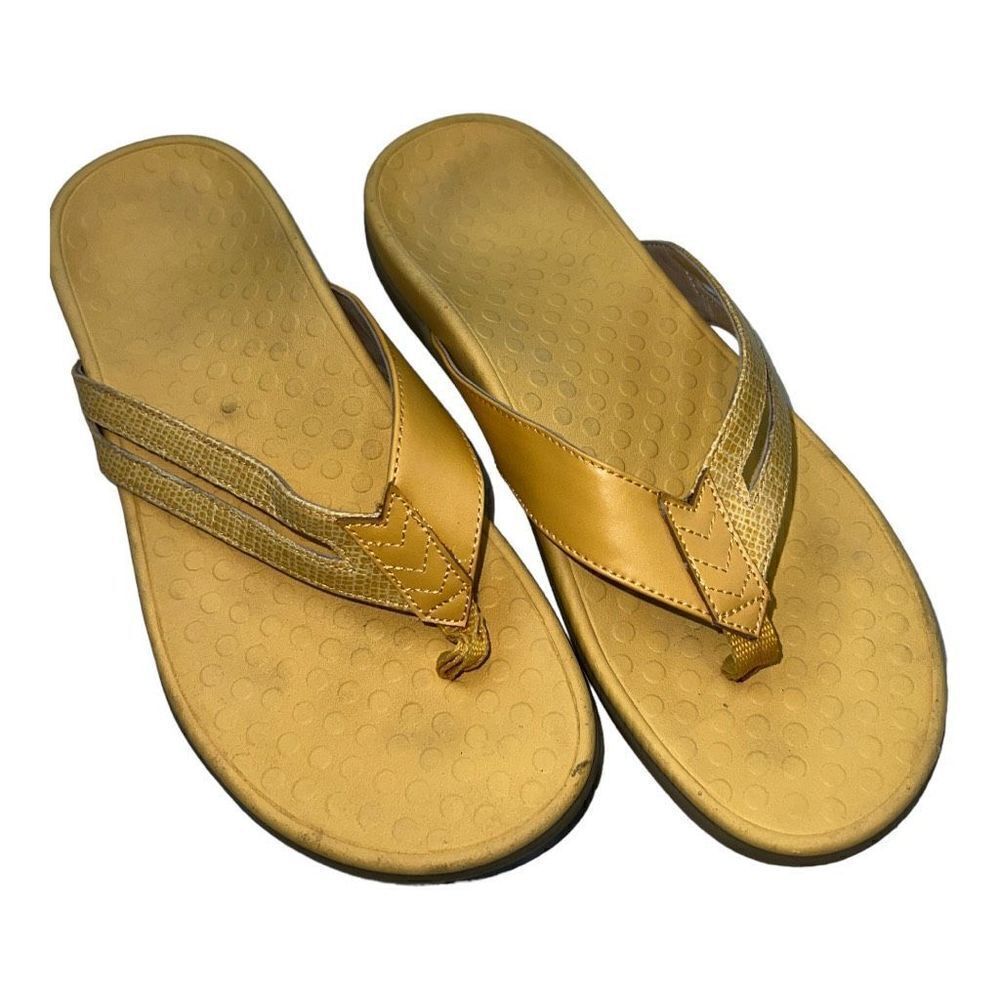 Vionic Women's Slip-On Tide Kalise Toe Flat Heel Flip Flop Sandals Yellow Size 8